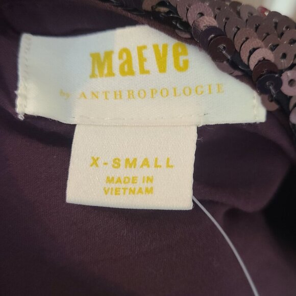 New Anthropologie Maeve Kara Sequined Brown Midi Dress . XS 2 Holiday FALL - Picture 7 of 8